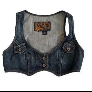 Guess‎ Denim Shirt Vest Size M Front Side Button Up (0533)